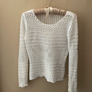 Petite Cotton Fishnet Long Sleeve Pullover